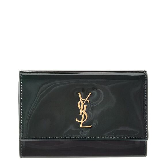 Saint Laurent Patent Wallet, Green - Picture 1 of 4